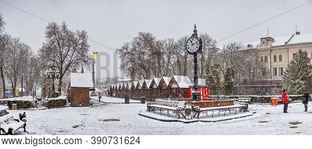 Snowy Winter Morning In Ternopil, Ukraine