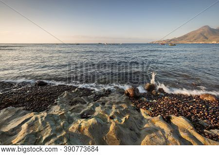 Sunrise On The Coast Of Isleta Del Moro. Natural Park Of Cabo De Gata. Andalucia. Spain.
