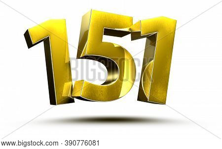 Number 151 Gold.3D Illustration On White Background With Clipping Path.