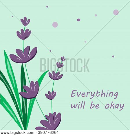 Vector Floral Drawing, Lavender Illustration For Design Of Cards, Banners And Flyers