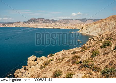 Sunny Autumn Views Of The Bay Of Kapsel. Sudak, Crimea.