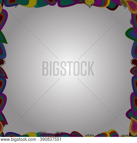 Picture In White, Purple And Blue Colors. Vector. Seamless. Foursquare Frames Doodles.