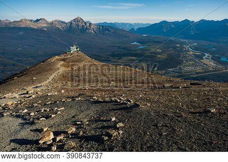 The Building On The Left Is The Jasper Skytram With Jasper Town In The Distance To The Right. A Beau
