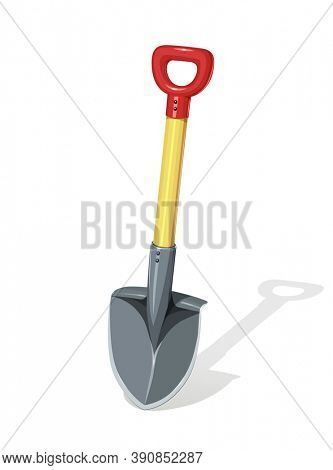 Shovel. Agriculture and building tools for work. Instrument for diging. Horticulture spade inventory for dig. Gardening equipment. Isolated white background. 3D illustration.