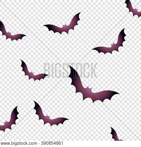 Halloween Bat. Flat Vector Illustration On Transparent Background - Bat Vector Template. Happy Hallo