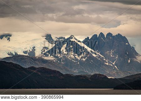 Sarmiento Channel, Chile - December 11, 2008: Amalia Glacier And Fjord. First Look On Ice Fields Of 