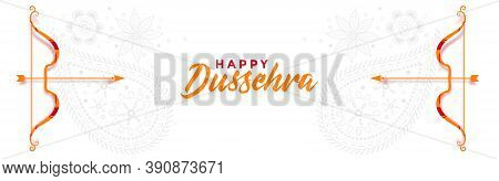 Indian Happy Dussehra Greeting Banner With Bow And Arrow Vector