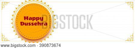 Happy Dussehra Festival Wide Banner With Text Space Vector