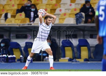 Kyiv, Ukraine - September 29, 2020: Oleksandr Karavaev Of Dynamo Kyiv Throws The Ball In During The 