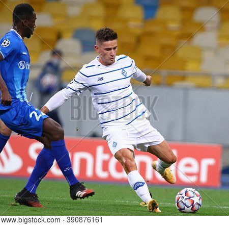 Kyiv, Ukraine - September 29, 2020: Benjamin Verbic Of Dynamo Kyiv Controls A Ball During The Uefa C