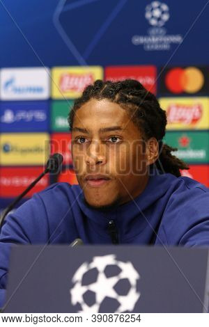 Kyiv, Ukraine - September 29, 2020: Dynamo Kyiv Player Gerson Rodrigues Attends The Press-conference