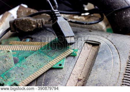 Retro Gamepad, Controller And Game Console Covered Vith Dirt And Dust. Outdated And Obsolete Technol