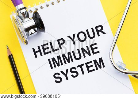 Medical Card With Text Help Yout Immune System On Yellow Background