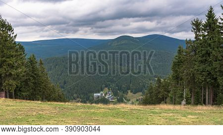 Panoramic View Of Karkonosze From Peak Of Certova Mountain In Harrachov, Czech Republic