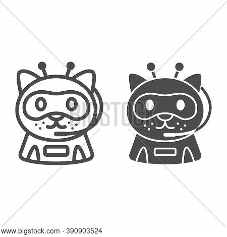 Robot Cat Line And Solid Icon, Robotization Concept, Chat Bot Robot Sign On White Background, Ai Rob