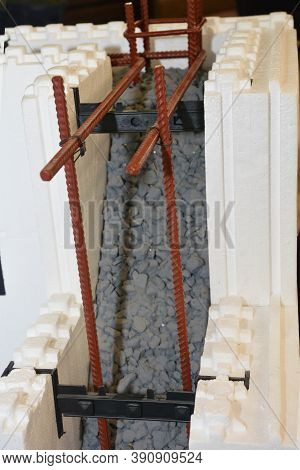A Close-up On Innovative Insulating Concrete Forms, Icf Construction Or Cast-in-place Concrete Betwe