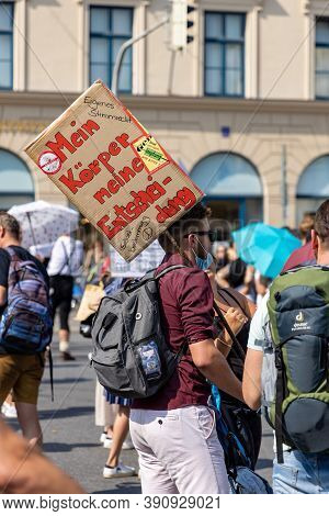 Demonstration In Odeansplatz, Munich, Germany On The 12.09.2020, Protest Against Corona Regulations 