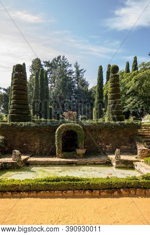 Eyrignac, France - September 2, 2018: The Picturesque Jardins Du Manoir D Eyrignac In Dordogne. Fran
