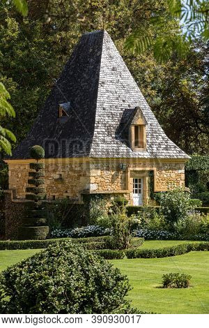 Eyrignac, France - September 2, 2018: The Picturesque Jardins Du Manoir D Eyrignac In Dordogne. Fran