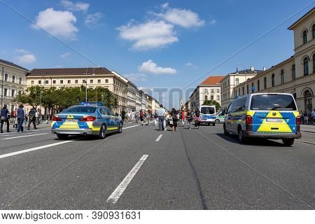 Demonstration In Odeansplatz, Munich, Germany On The 12.09.2020, Protest Against Corona Regulations 
