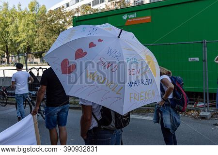 Demonstration In Odeansplatz, Munich, Germany On The 12.09.2020, Protest Against Corona Regulations 