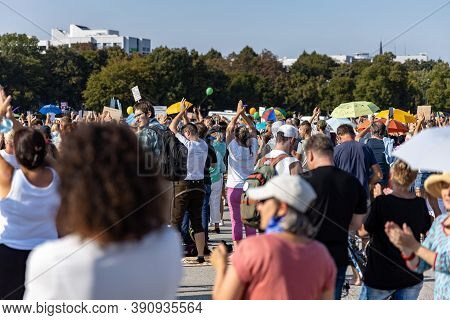 Demonstration In Theresienwiese, Munich, Germany On The 12.09.2020, Protest Against Corona Regulatio