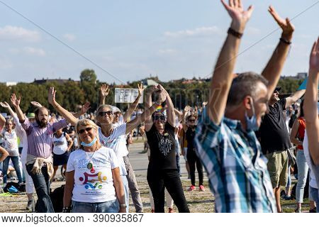 Demonstration In Theresienwiese, Munich, Germany On The 12.09.2020, Protest Against Corona Regulatio