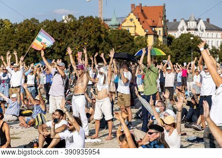 Demonstration In Theresienwiese, Munich, Germany On The 12.09.2020, Protest Against Corona Regulatio