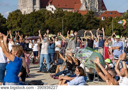 Demonstration In Theresienwiese, Munich, Germany On The 12.09.2020, Protest Against Corona Regulatio