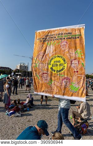 Demonstration In Theresienwiese, Munich, Germany On The 12.09.2020, Protest Against Corona Regulatio