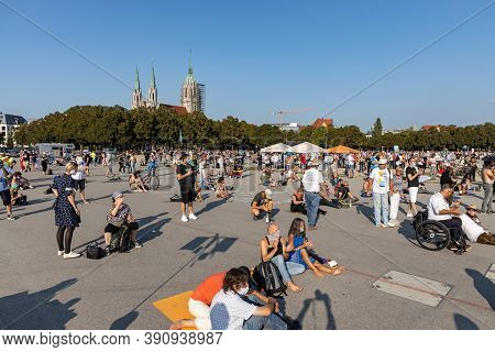 Demonstration In Theresienwiese, Munich, Germany On The 12.09.2020, Protest Against Corona Regulatio