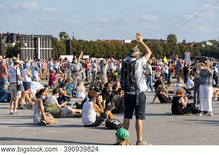 Demonstration In Theresienwiese, Munich, Germany On The 12.09.2020, Protest Against Corona Regulatio