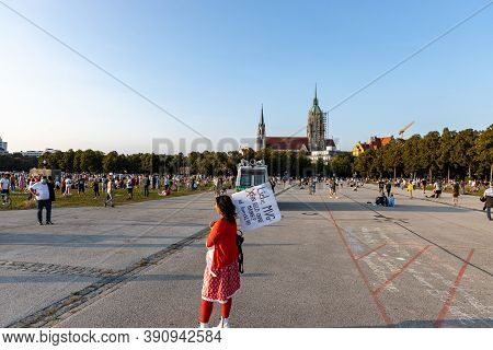 Demonstration In Theresienwiese, Munich, Germany On The 12.09.2020, Protest Against Corona Regulatio