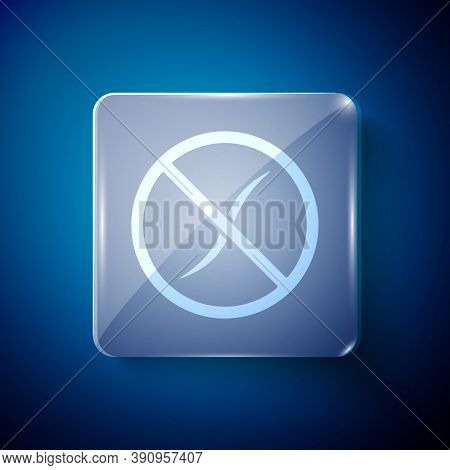 White Anti Worms Parasite Icon Isolated On Blue Background. Square Glass Panels. Vector