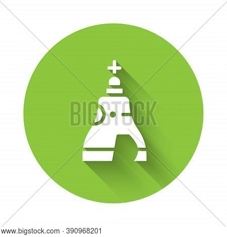 White The Tsar Bell In Moscow Monument Icon Isolated With Long Shadow. Green Circle Button. Vector