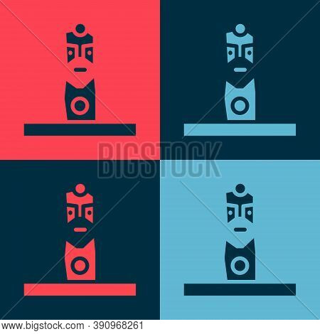 Pop Art Slavic Pagan Idol Icon Isolated On Color Background. Antique Ritual Wooden Idol. Vector