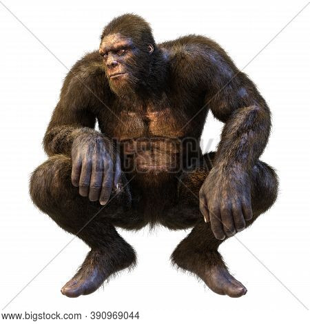 3D Rendering Sasquatch On White