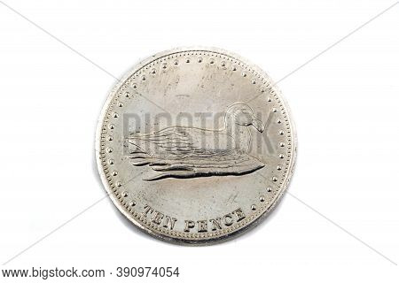 A Close Up View Of A Ten Pence Coin From Gough Island