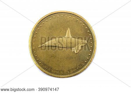 A Close Up View Of A Twenty Pence Coin From Tristan Da Cunha