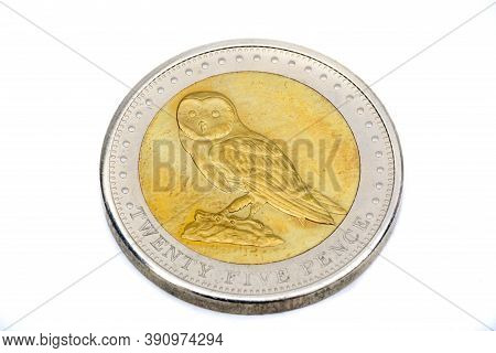 A Close Up View Of Twenty Five Pence Coin From Gough Island