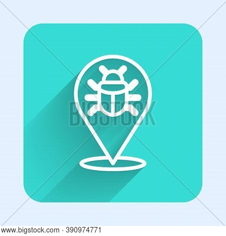 White Line System Bug Concept Icon Isolated With Long Shadow. Code Bug Concept. Bug In The System. B