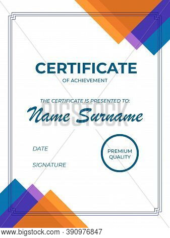 Modern Certificate Of Appreciation Template With Geometric Style Elements. Illustration. Copyspace T