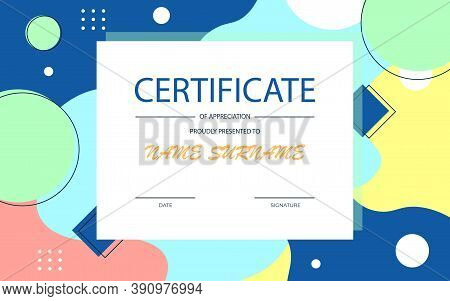 Modern Certificate Of Appreciation Template With Geometric Style Elements. Illustration. Copyspace T