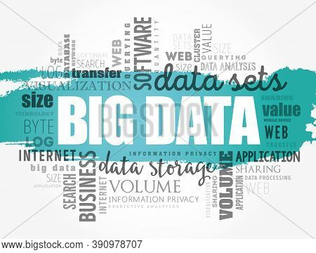 Big Data Word Cloud Collage, Technology Business Concept Background