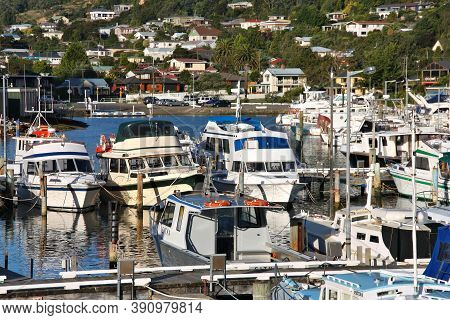 Picton, New Zealand - March 6, 2009: Boats In Marina Of Picton Harbor. Picton Is An Important Harbor