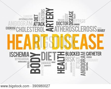 Heart Disease Word Cloud Collage, Health Concept Background