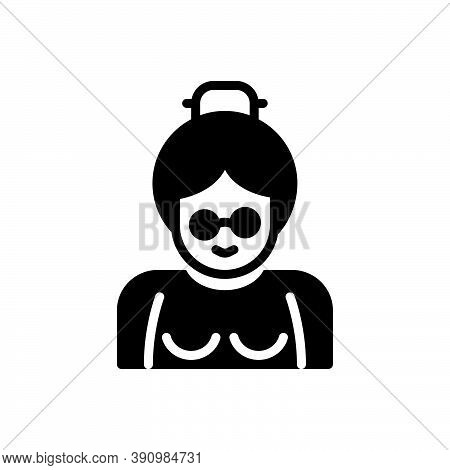 Black Solid Icon For Grandmother Grandma Granny Grandmamma Grannie Senior