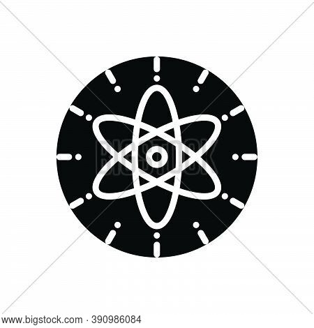 Black Solid Icon For Nuclear Molecular Particle Orbit React Chemistry Circle Fusion Atom Atomic