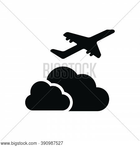 Black Solid Icon For Beyond Over Above Holiday Away-from On-the-far-side-of Aeroplane Airliner Cloud