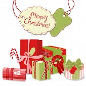 Christmas gifts in retro style. Creative packaging